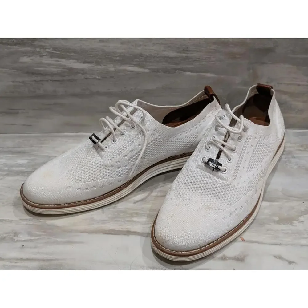 JXSN Ultralights Memory Foam White Knit Men's Oxford Shoes Sz 9.5